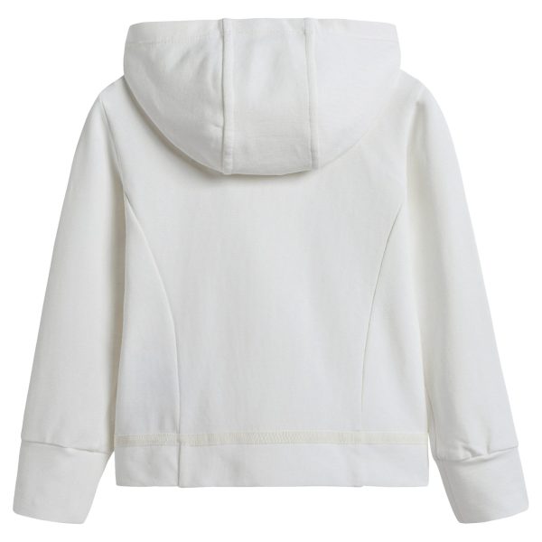 Girls Ivory Cotton Hooded Cardigan Fashion