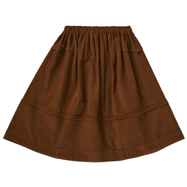 Girls Brown Cotton Woven Skirt on Sale