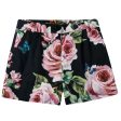 Girls Black Rose Cotton Shorts For Discount