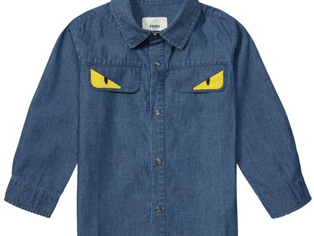 Baby Boys Blue Monster Long Sleeve Shirt Cheap