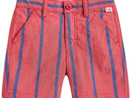 Boys Blue & Red Striped Cotton Shorts Online Sale