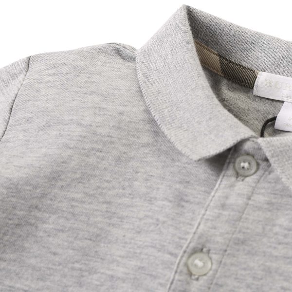 Baby Boys Grey Cotton Jersey Cotton Polo Shirt For Sale