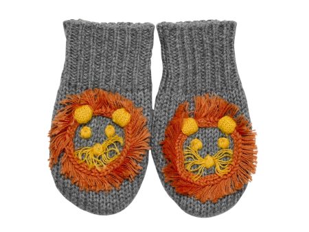 Baby Pale Grey Embroidered Lion Trims  Mopsey  Mitten Hot on Sale