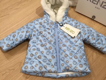 Baby Boys Blue Tiger Printed Padded Jacket  With Synthetic fur trims Sale