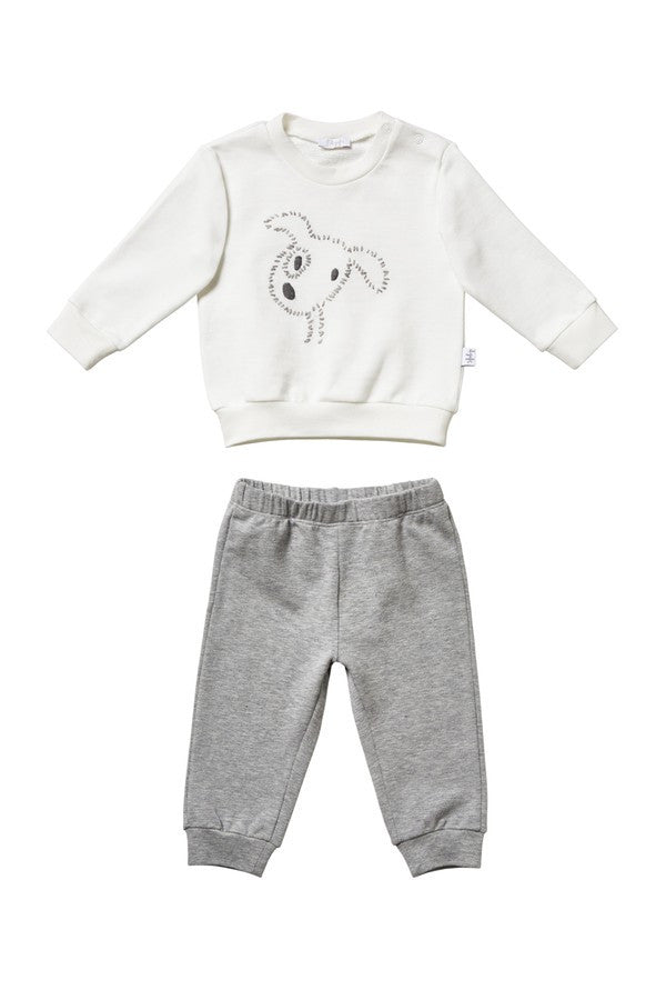 Baby Boys Milk White Top & Grey Bottom Two Piece Set Hot on Sale