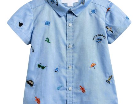 Baby Boys Blue Cotton Shirt Sale