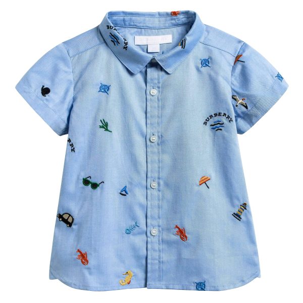 Baby Boys Blue Cotton Shirt Sale