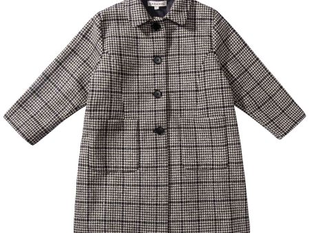 Baby  &  Girls  Black  Houndstooth   Wool  Coat Sale