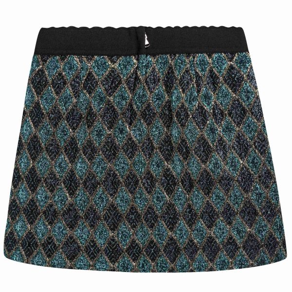 Girls Green & Gold Jacquard Skirt on Sale