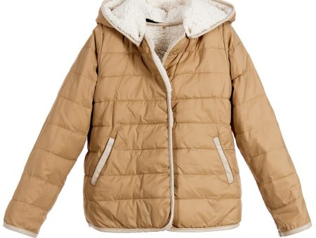 Girls White Fur Trims Hooded Jacket Hot on Sale