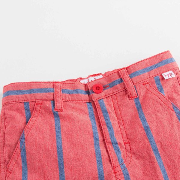 Boys Blue & Red Striped Cotton Shorts Online Sale