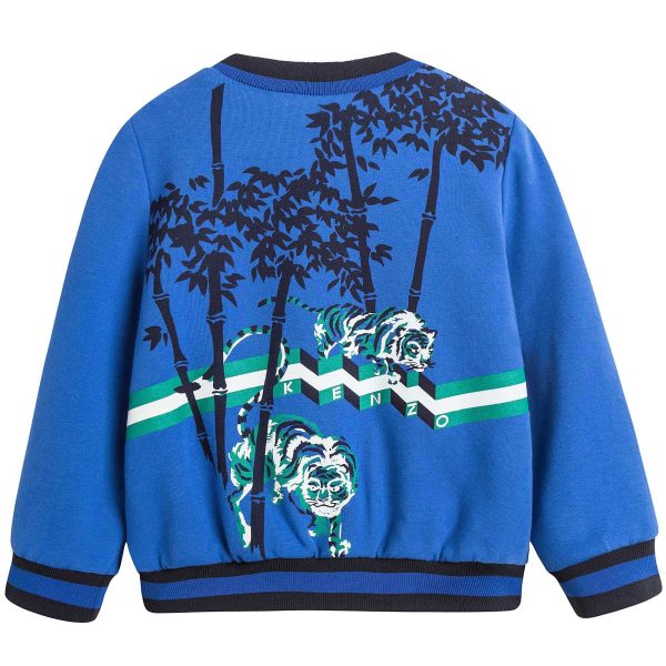 Boys Blue & Green Reversible Tiger Jacquard Jacket For Discount