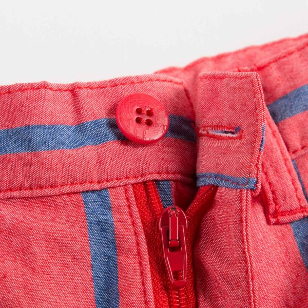 Boys Blue & Red Striped Cotton Shorts Online Sale