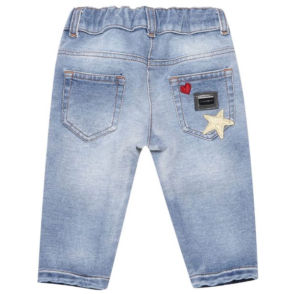 Baby  Girls  Blue Embroidered Jeans Online