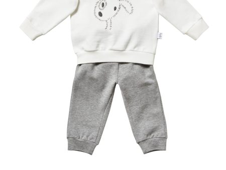 Baby Boys Milk White Top & Grey Bottom Two Piece Set Hot on Sale