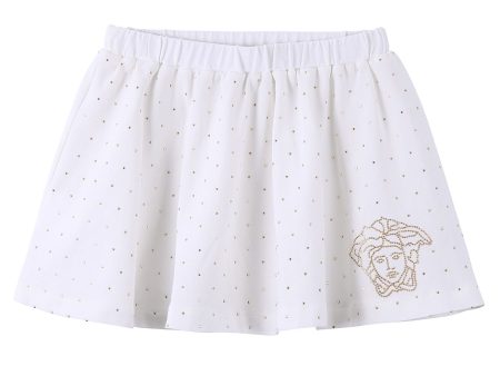 Baby Girls White Cotton Skirt With Gold Spot Trims Sale