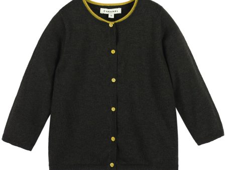 Baby Black Knitted Cardigan With Yellow Bottons Fashion