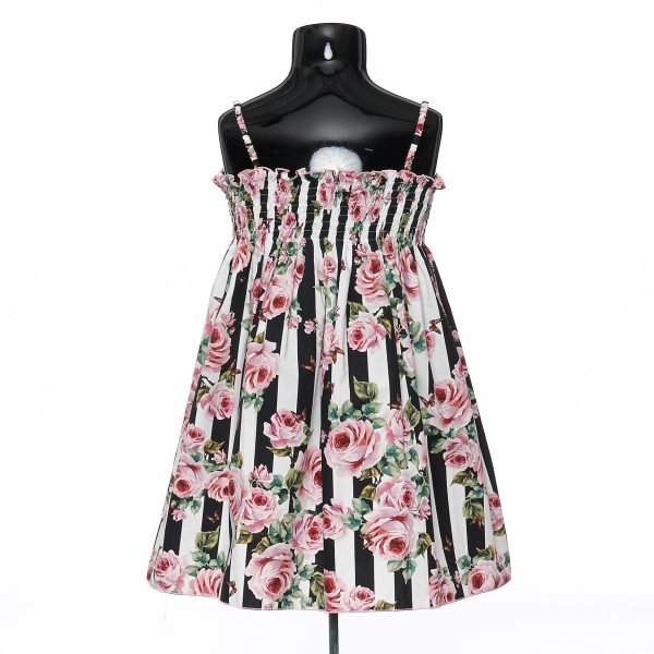 Girls Pink Rose & Blank Striped Dress Sale