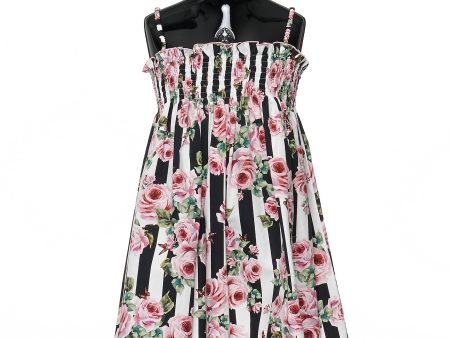 Girls Pink Rose & Blank Striped Dress Sale