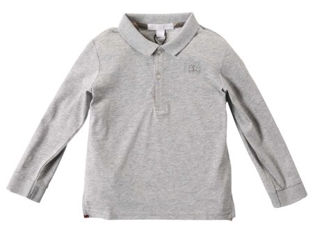 Baby Boys Grey Cotton Jersey Cotton Polo Shirt For Sale