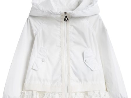 Baby Girls White Windbreaker Jacket With Lace Online now