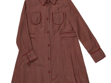 Girls Dark Red Shirt Style Dress With Pockets Online Hot Sale