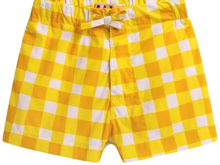 Girls Yellow Checked Shorts Online now