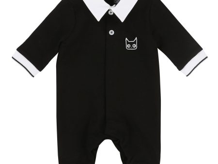 Baby Boys Black Cat Print Babysuit on Sale