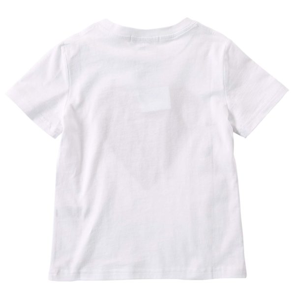 Girls White Cotton T-Shirt With Red Heart Trims For Sale