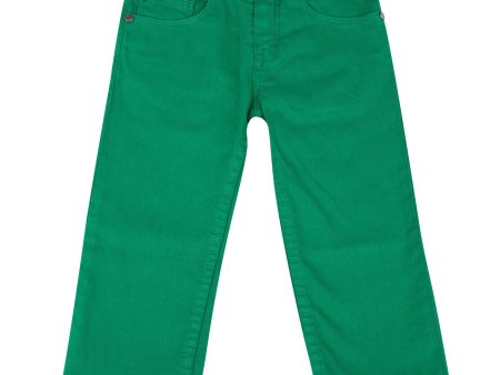 Baby Boys Green Trousers With A Leather Logo Patch Cheap