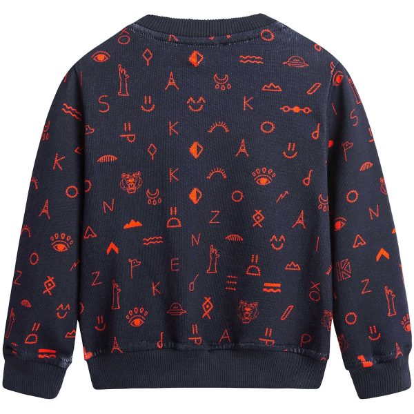 Baby Boys Navy Blue Allover Printed Sweatshirt Fashion