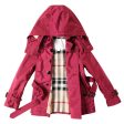 Girls Dark Plum Pink Wool Hooded Duffle Coat Sale