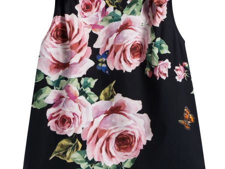 Girls Black Rose Cotton Top For Discount