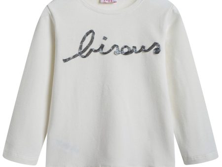 Girls Ivory Cotton T-shirt For Discount