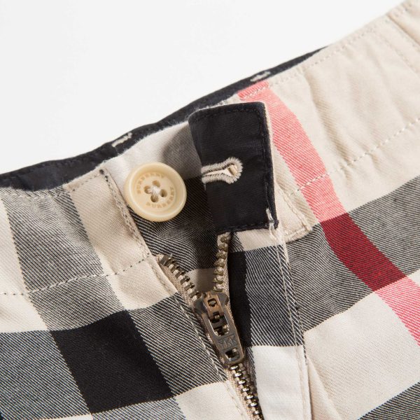 Baby Boys Beige Checked Cotton Shorts For Discount