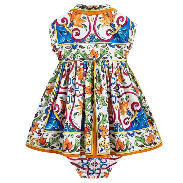 Baby Girls Collar Printing Dress Online Sale