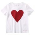 Girls White Cotton T-Shirt With Red Heart Trims For Sale