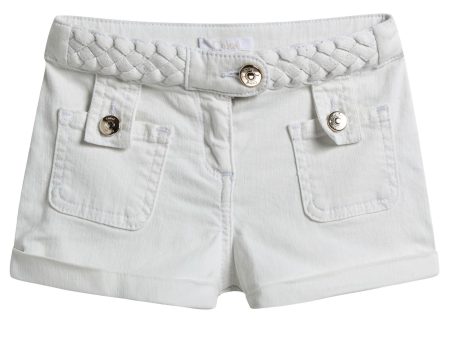 Girls White Cotton Twill Shorts Supply