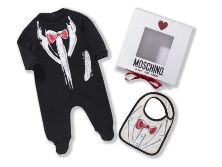 Baby Boys Black Babygrow & Bib Baby Gift Set For Discount