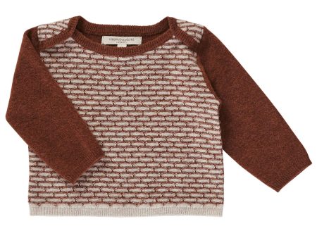 Baby Boys Maroon Knitted Wool Sweater With Brown Sleeve Online Sale