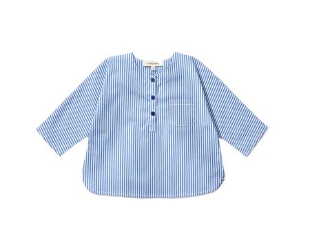 Baby Blue Striped Cotton Shirt Online Sale