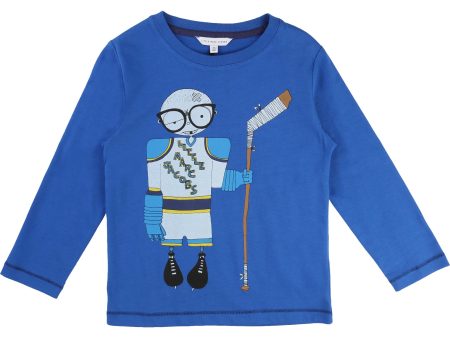 Boys Royal Blue Fancy Cartoon Printed Cotton T-Shirt For Cheap