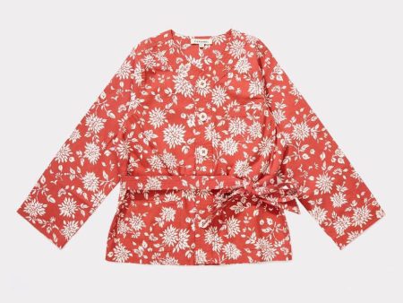 Girls Red Flower Printed Jacket Hot on Sale