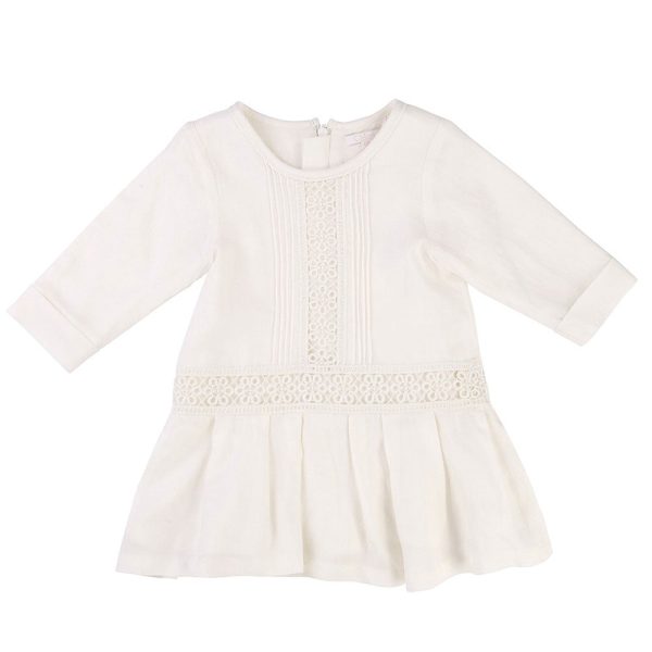 Baby Girls White Frilled Hem Cotton Dress Online