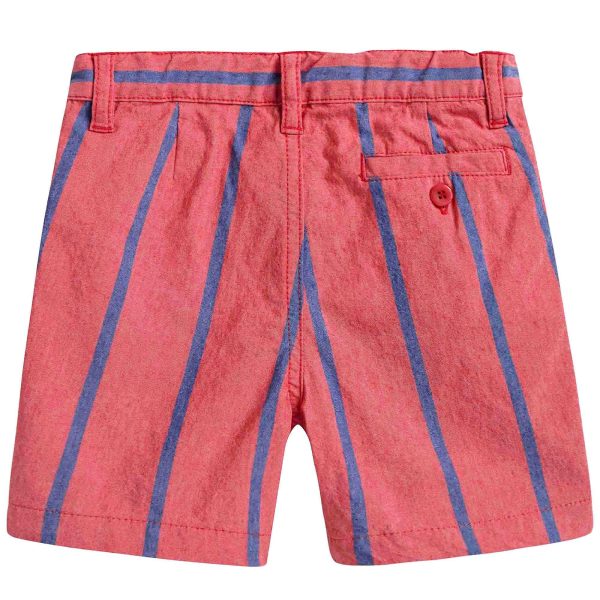 Boys Blue & Red Striped Cotton Shorts Online Sale