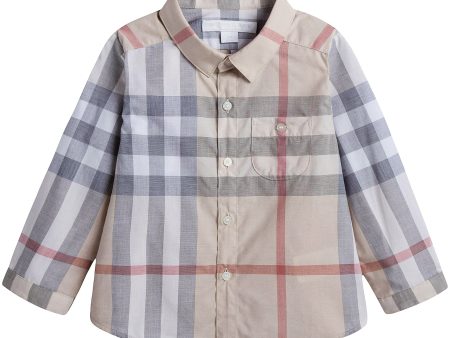 Baby Beige Check Cotton Shirt Supply