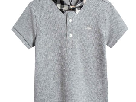 Boys Pale Gray Cotton Polo Shirts Online