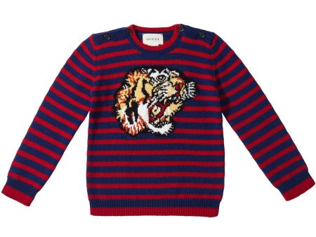 Baby Boys Black & Red Striped Sweatshirt For Sale