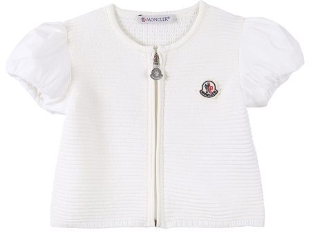 Baby Girls White Striped Knitted Sleeveless Cardigan on Sale