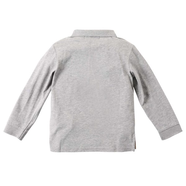 Baby Boys Grey Cotton Jersey Cotton Polo Shirt For Sale